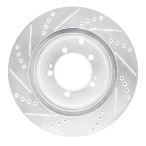 Mitsubishi Lancer Brake Rotor (1) - Rear Right - R1 Concepts - Drilled & Slotted - Silver - `03-`06